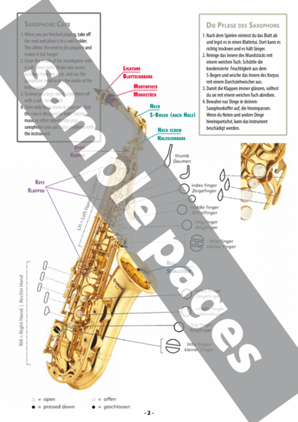 Grifftabelle für Saxophon [Fingering Charts for Saxophone]