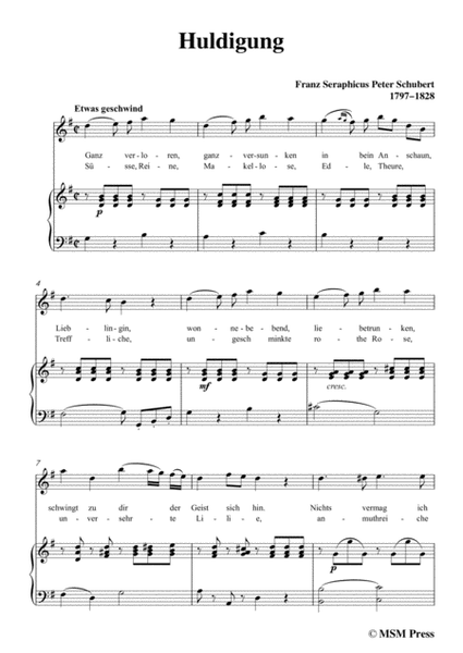 Schubert-Huldigung,in G Major,for Voice&Piano image number null