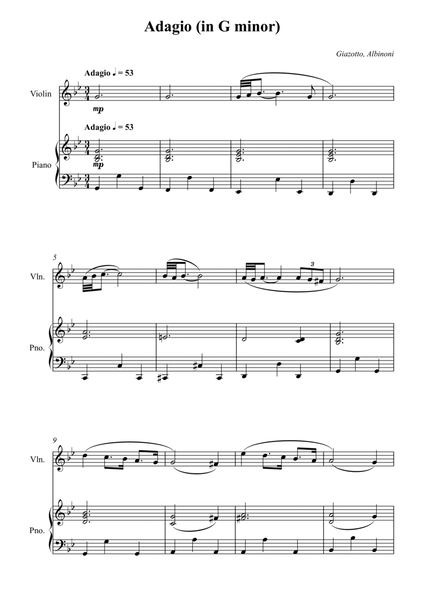 Adagio (in G minor) For Violin image number null
