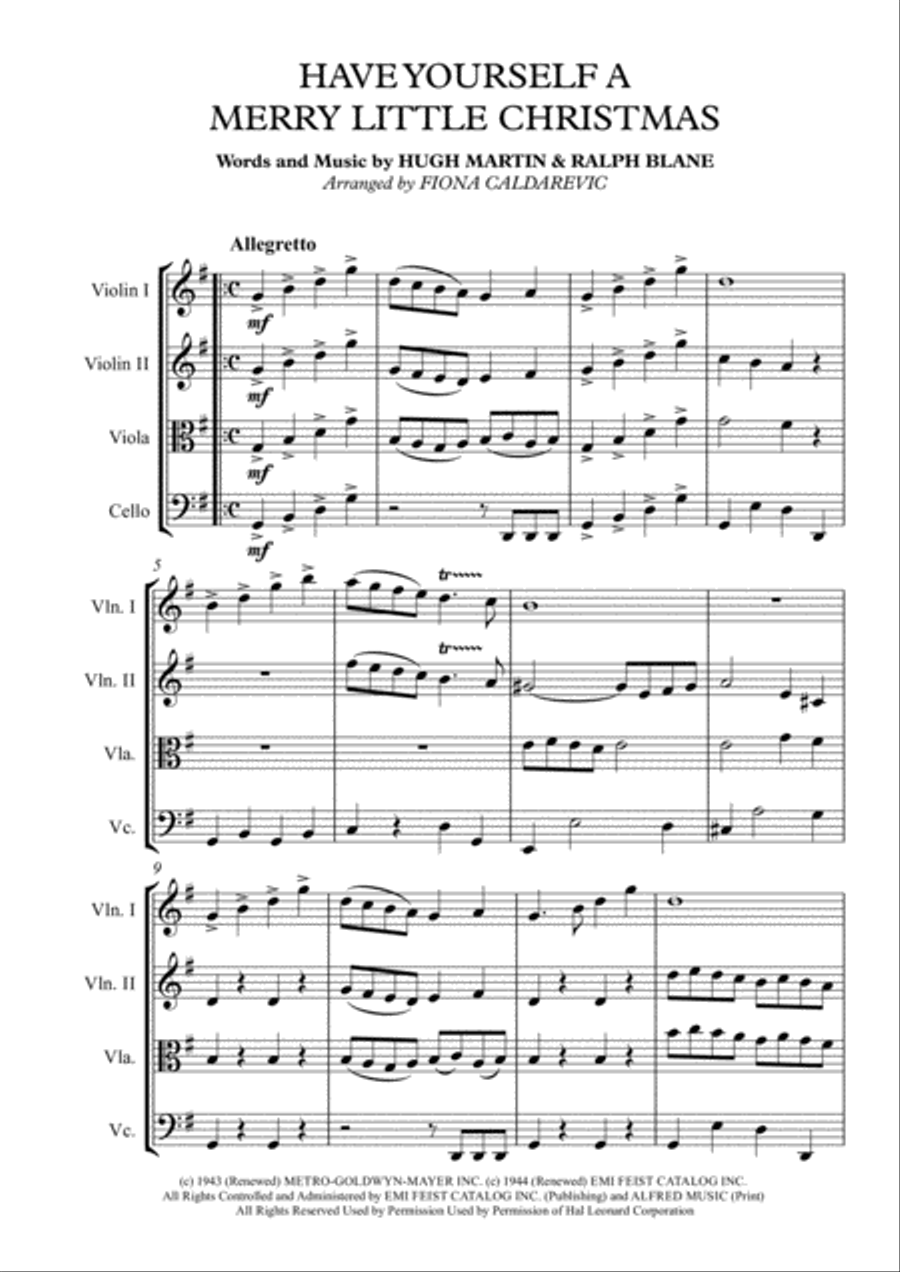 Have Yourself A Merry Little Christmas from MEET ME IN ST. LOUIS String Quartet scores gallery preview page 2