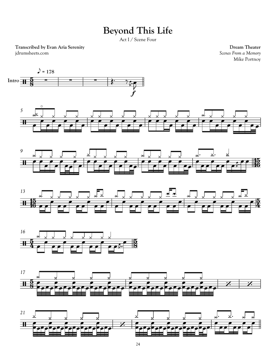 Scene Four: Beyond This Life Drum Set scores gallery preview page 1
