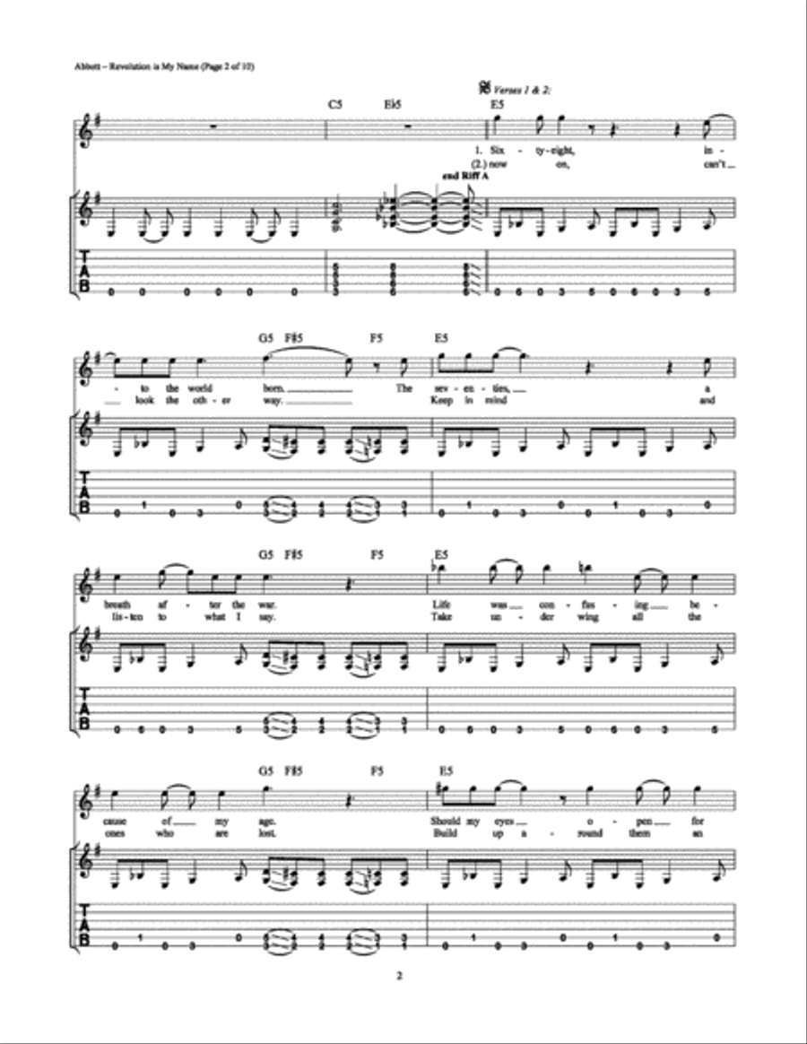 Revolution Is My Name Electric Guitar scores gallery preview page 2