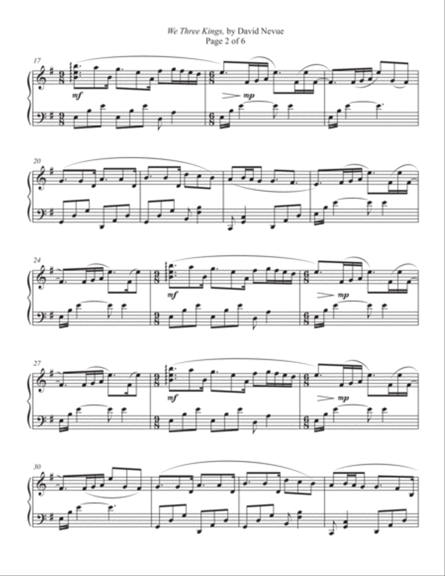 We Three Kings Piano Solo scores gallery preview page 2
