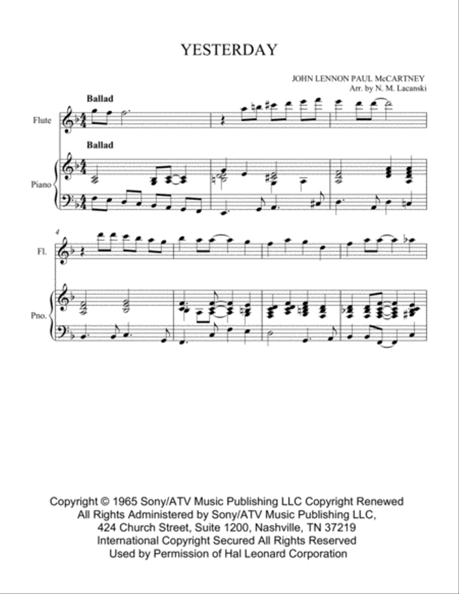 Yesterday Flute Solo scores gallery preview page 2