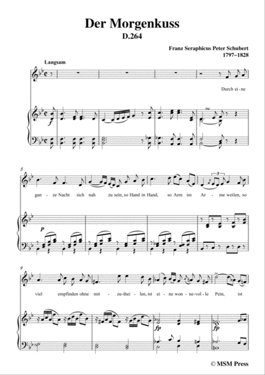 Schubert-Der Morgenkuss(nach einem Ball),in B flat Major,D.264,for Voice and Piano Voice Solo scores gallery preview page 3
