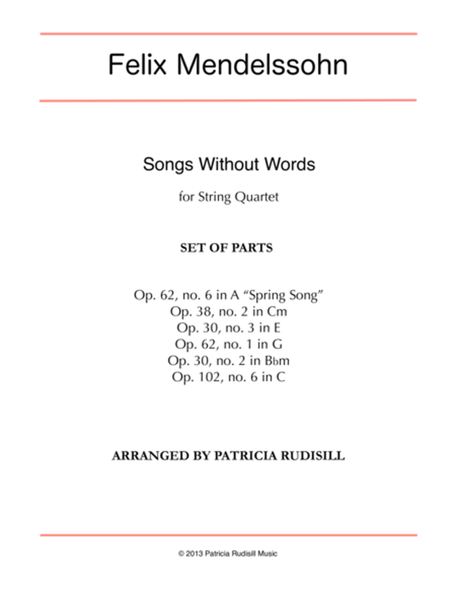 Mendelssohn: Songs Without Words, arr. for string quartet image number null