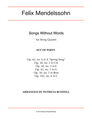 Book cover for Mendelssohn: Songs Without Words, arr. for string quartet
