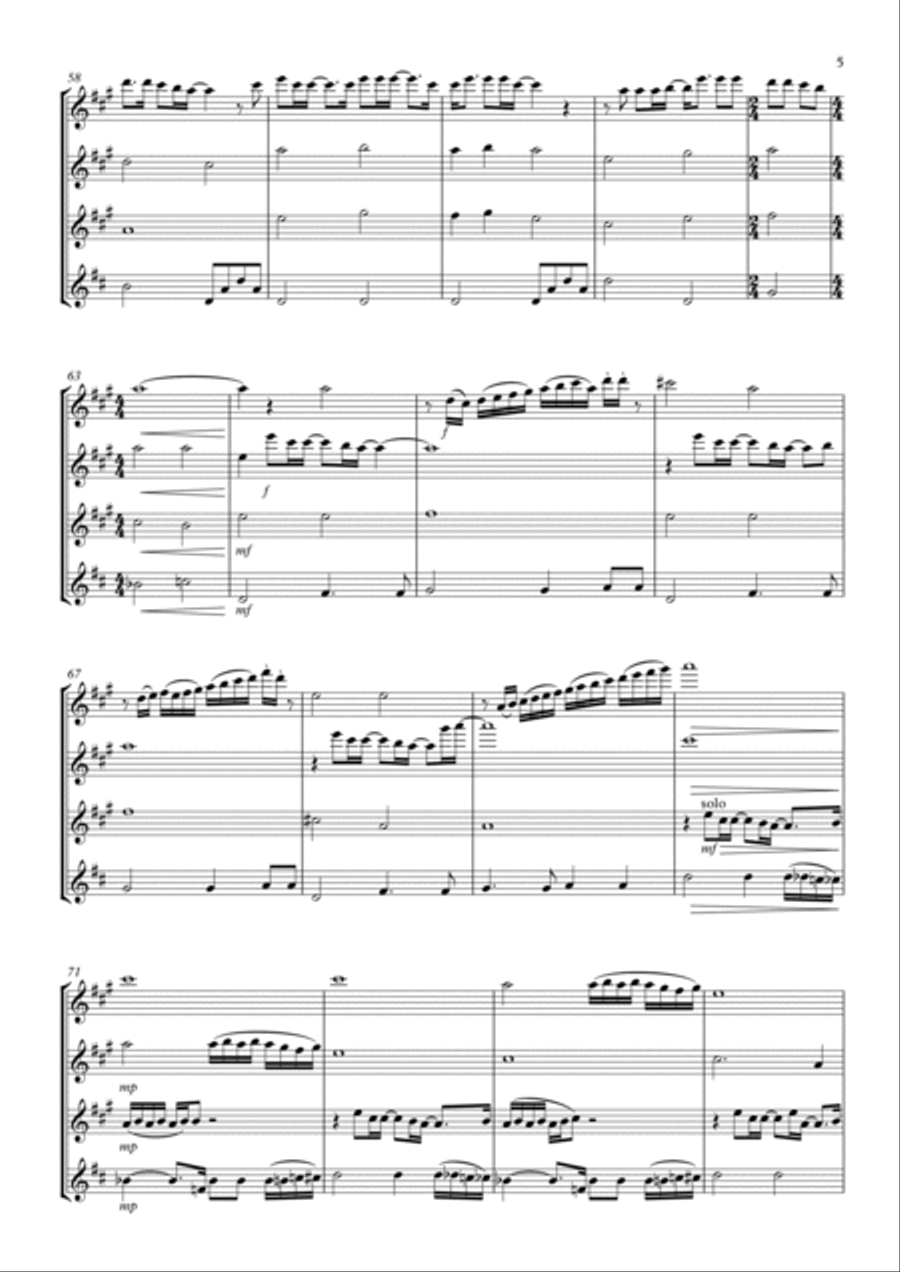 Calling Occupants (of Interplanetary Craft) Woodwind Quartet scores gallery preview page 5