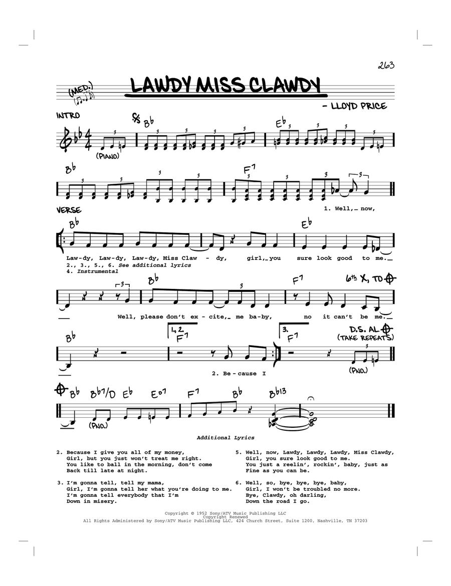 Lawdy Miss Clawdy Piano scores gallery preview page 1