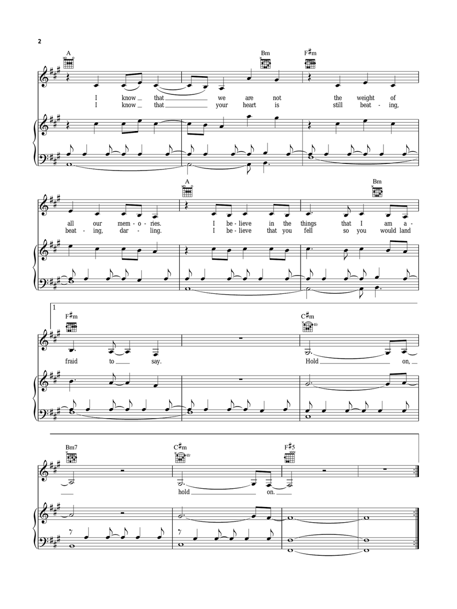 I Believe Piano, Vocal, Guitar scores gallery preview page 2