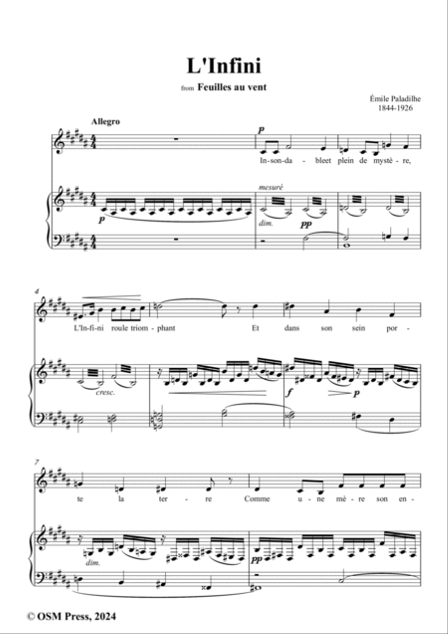 Paladilhe-L'Infini,in B Major Voice scores gallery preview page 2