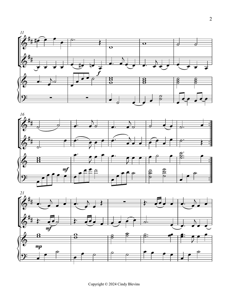America, the Beautiful, for Clarinet, Bass Clarinet and Piano Small Ensemble scores gallery preview page 3