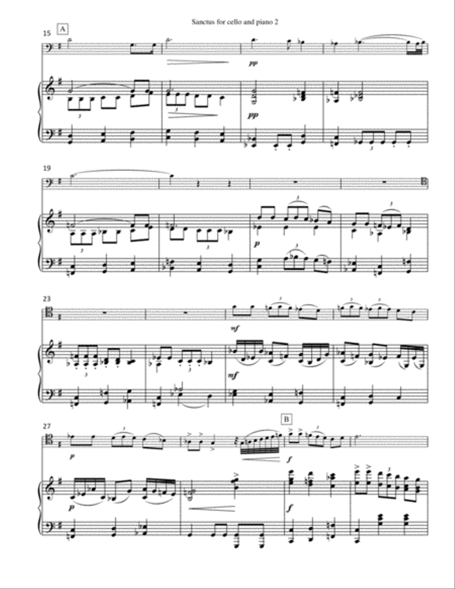 Sanctus (for cello and piano) Piano scores gallery preview page 3