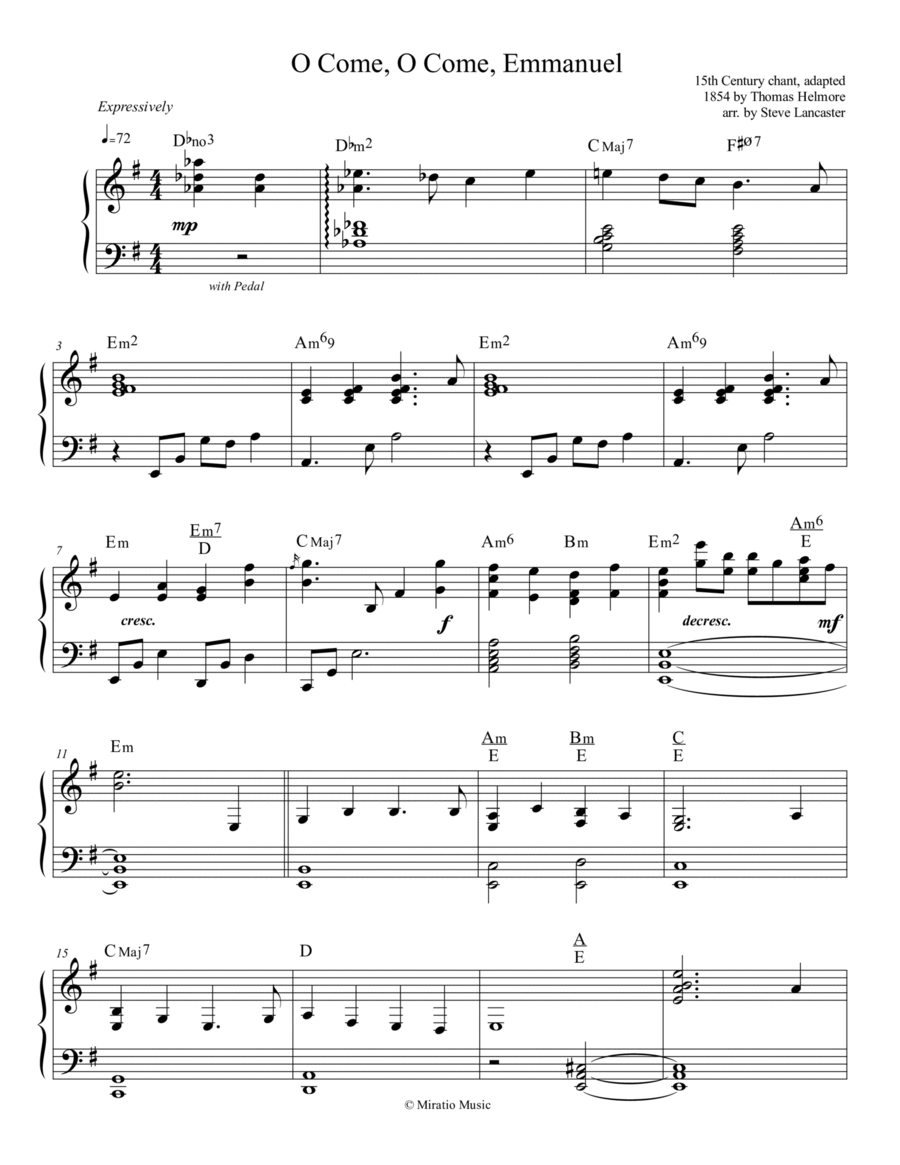 O Come, O Come, Emmanuel - contemplative arr. for solo piano Piano Solo scores gallery preview page 1