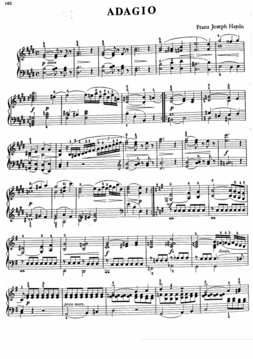 Haydn -Adagio in E major ( Easy Piano)