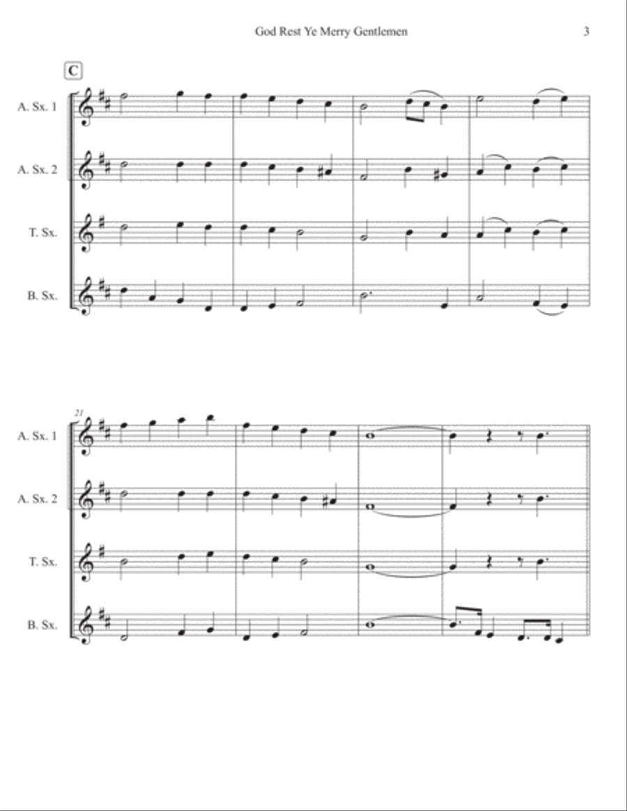God Rest Ye Merry Gentlemen for Swinging' Saxes Woodwind Ensemble scores gallery preview page 3