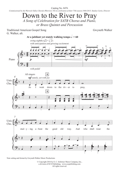 Down to the River to Pray: A Song of Celebration (Downloadable Piano/Choral Score)