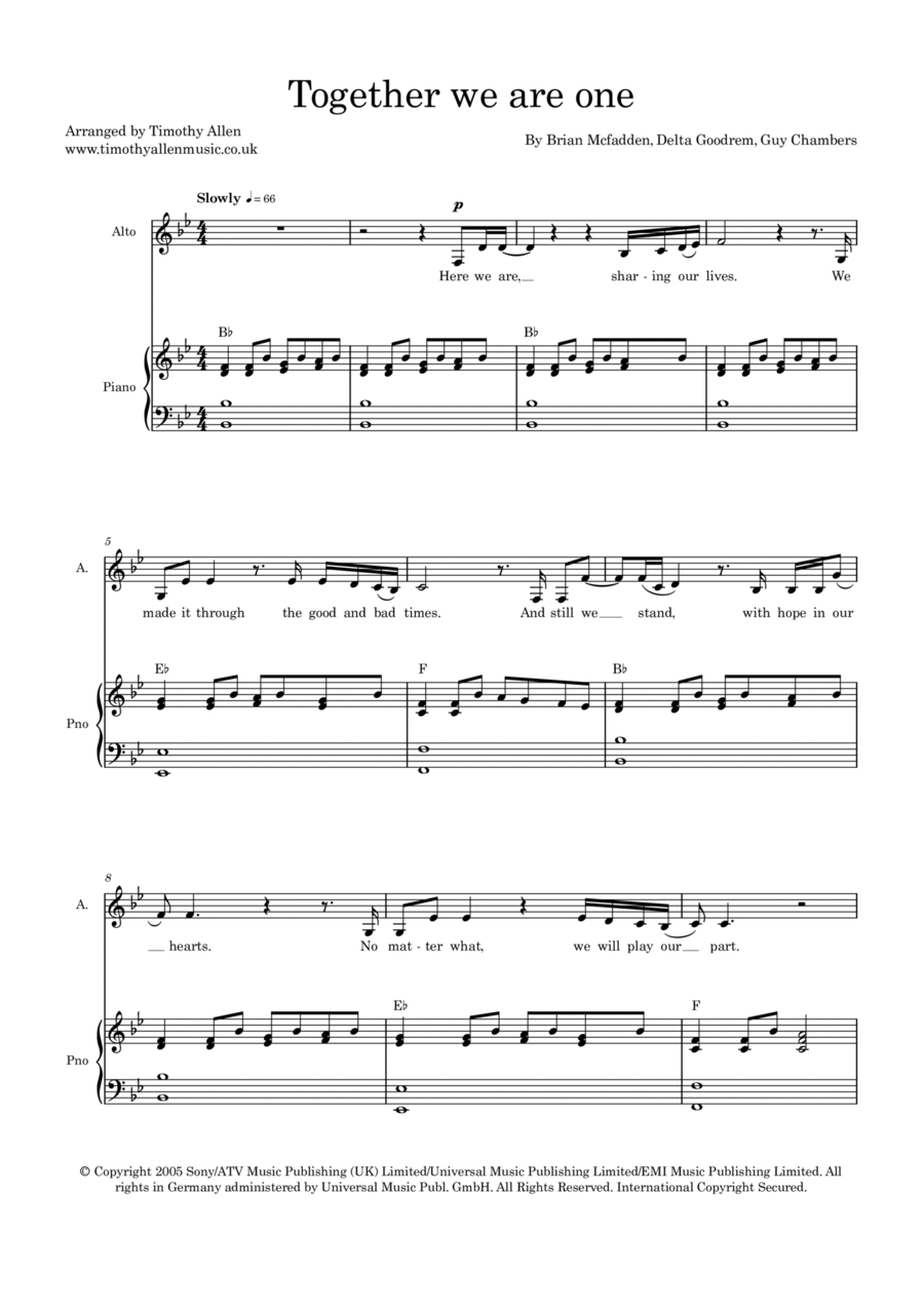 Together We Are One 4-Part scores gallery preview page 1