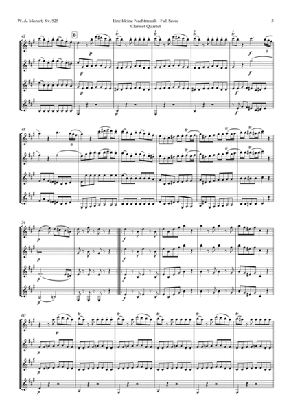 Eine kleine Nachtmusik by Mozart for Clarinet Quartet image number null