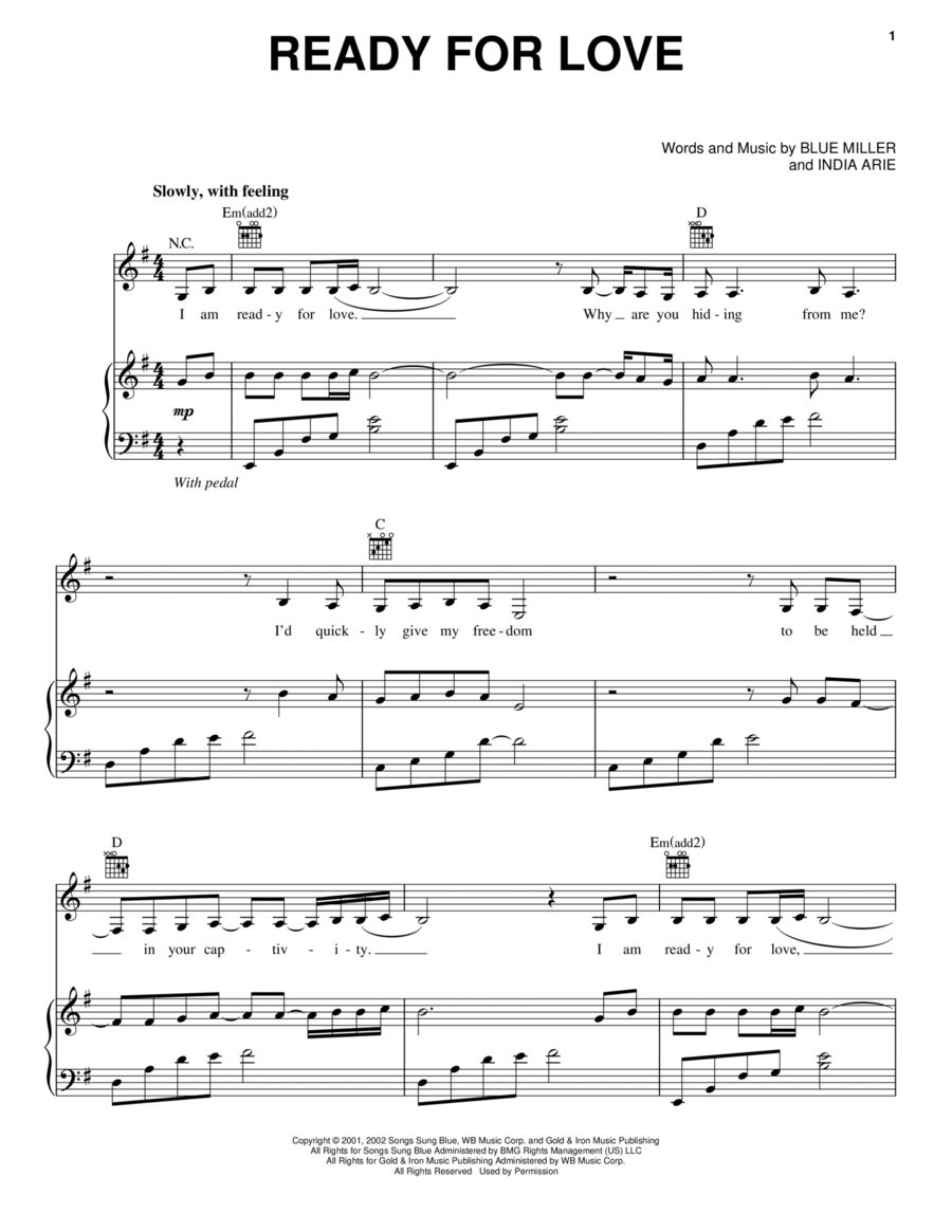 Ready For Love Piano, Vocal, Guitar scores gallery preview page 1