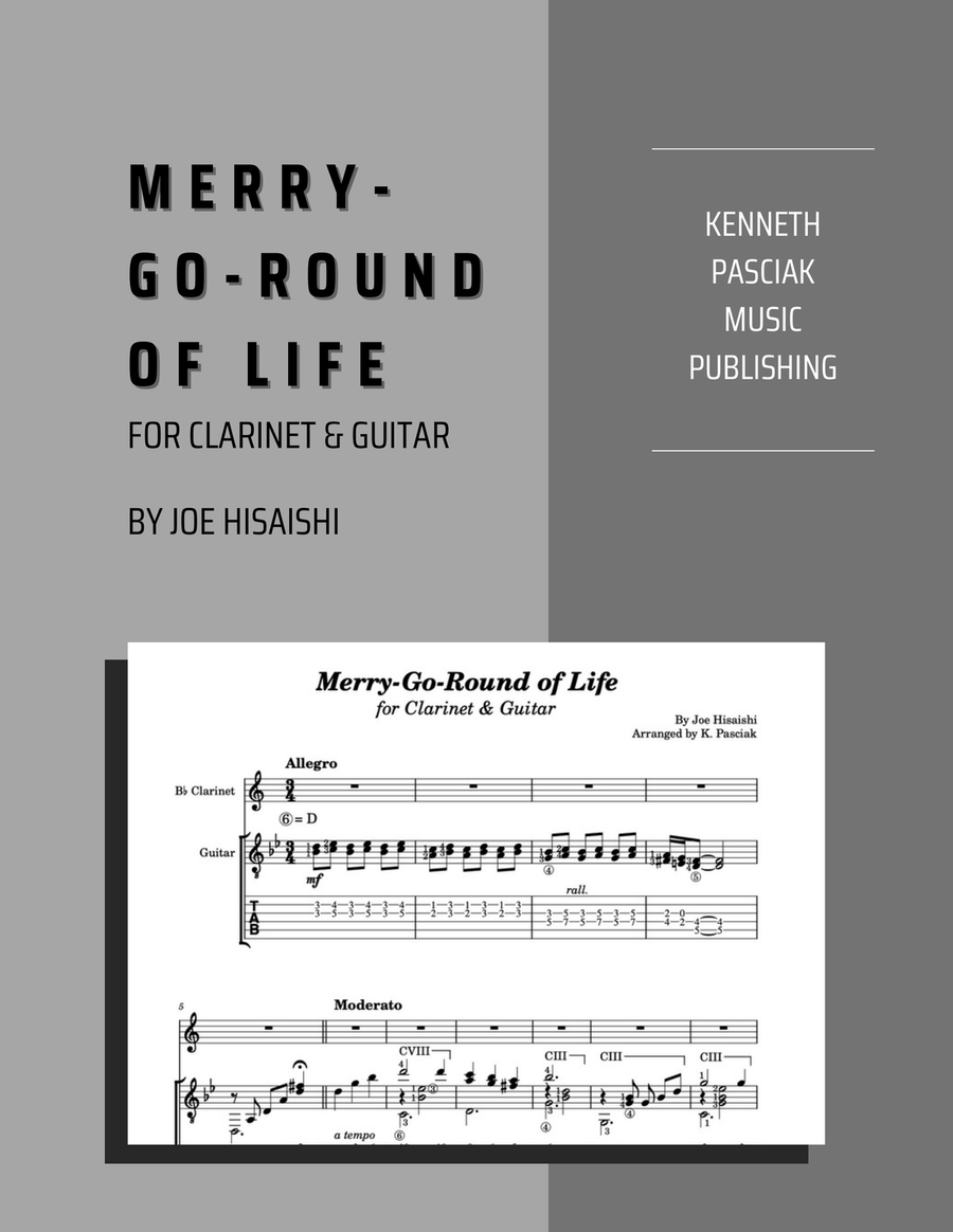 Merry-go-round Of Life B-Flat Clarinet scores gallery preview page 1