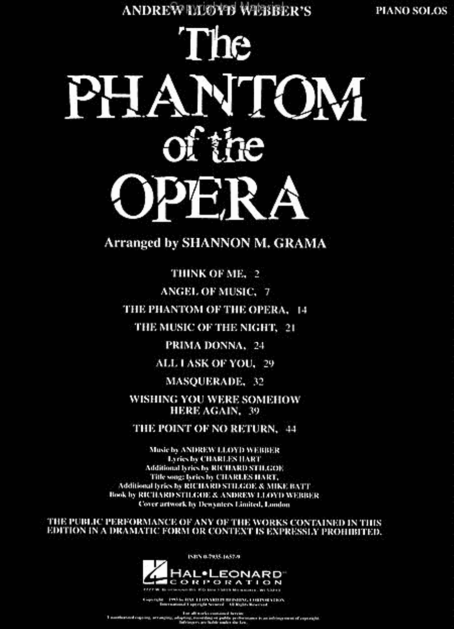 Phantom Of The Opera - Piano Solos image number null