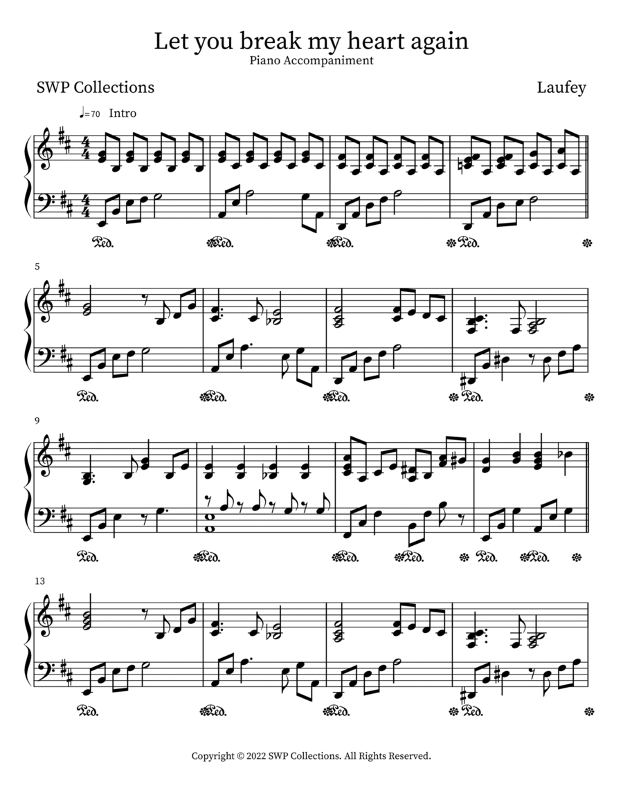 Let you break my heart again Piano scores gallery preview page 1