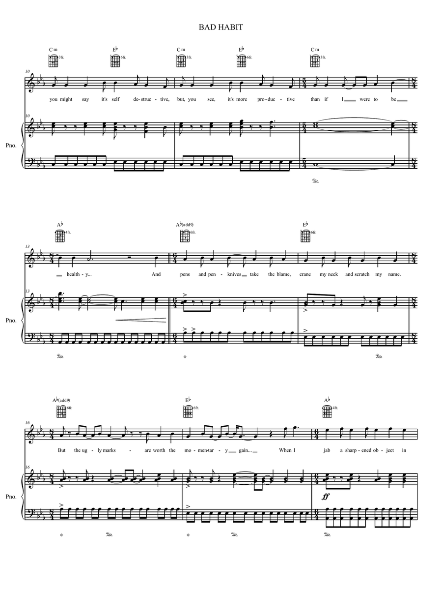 Bad Habit Piano, Vocal, Guitar scores gallery preview page 2