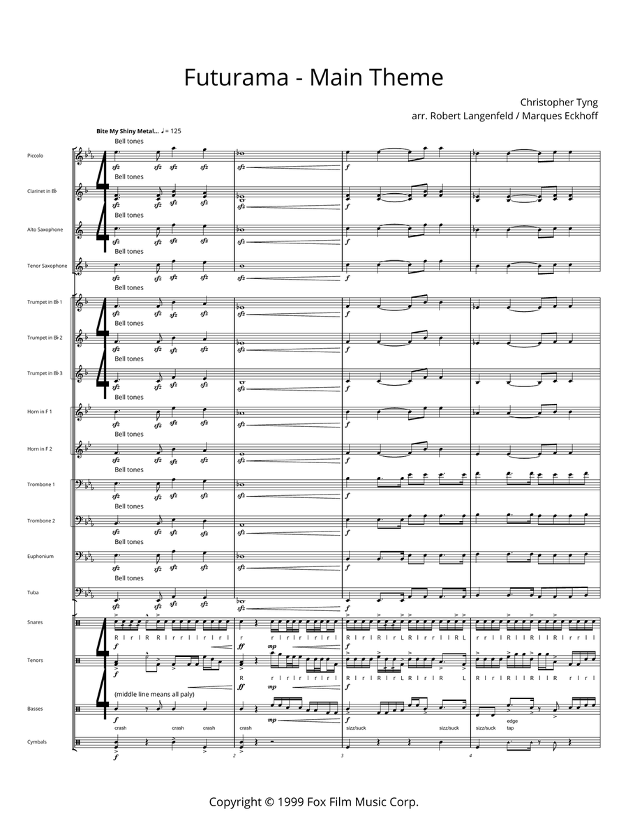 Futurama Theme Marching Band scores gallery preview page 1