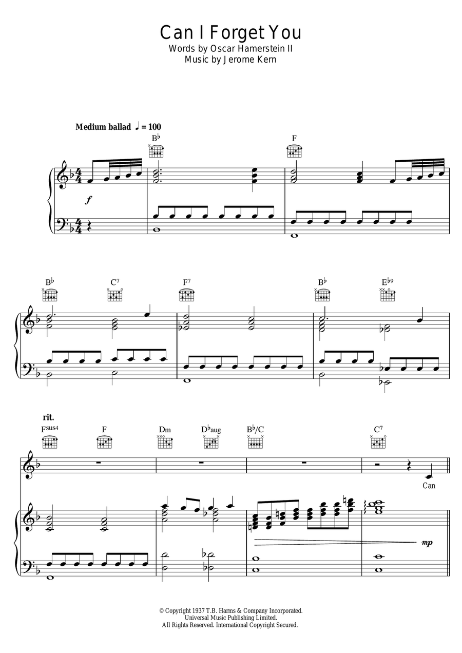 Can I Forget You? Piano, Vocal scores gallery preview page 1