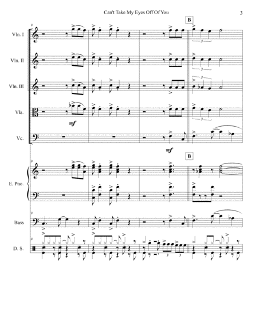 Can't Take My Eyes Off Of You Large Ensemble scores gallery preview page 3