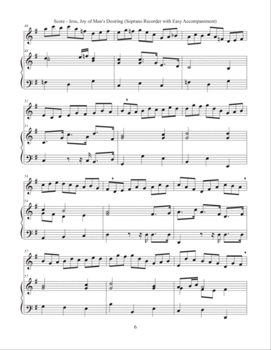 Jesu, Joy of Man’s Desiring (Soprano Recorder with Easy Accompaniment) Soprano Recorder scores gallery preview page 6