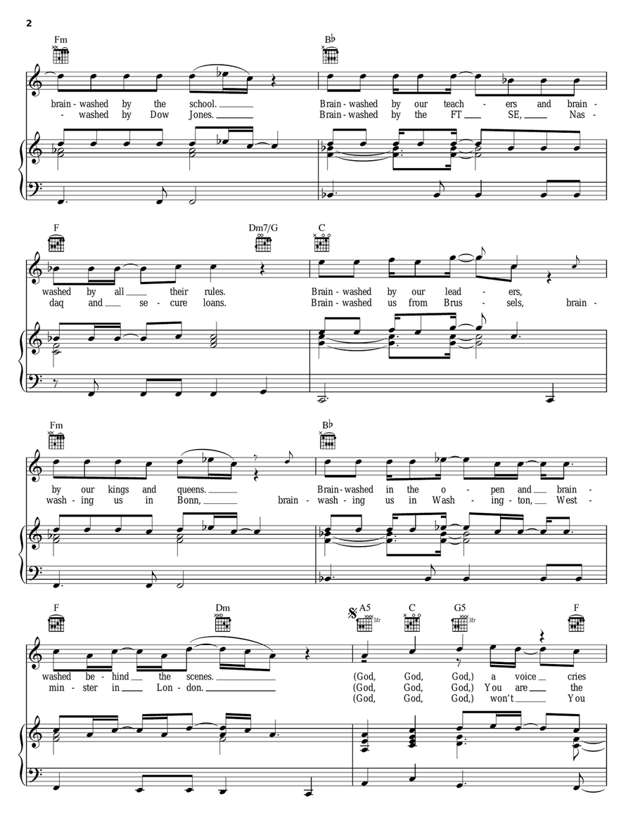 Brainwashed Brainwashed Piano, Vocal, Guitar scores gallery preview page 2