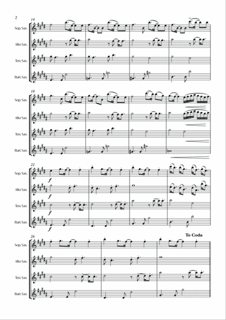 Thank U, Next Saxophone Quartet scores gallery preview page 3