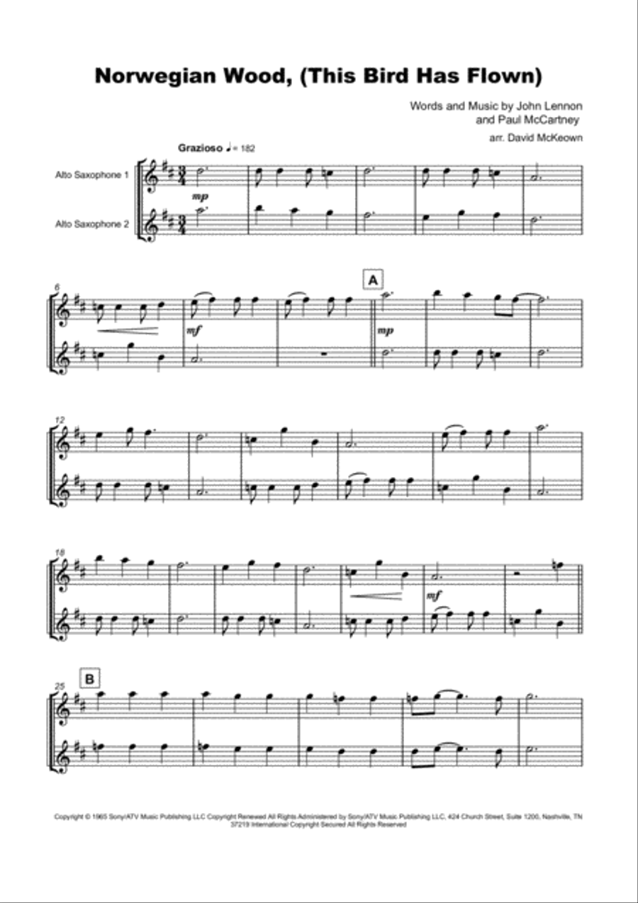 Norwegian Wood (this Bird Has Flown) Woodwind Duet scores gallery preview page 2