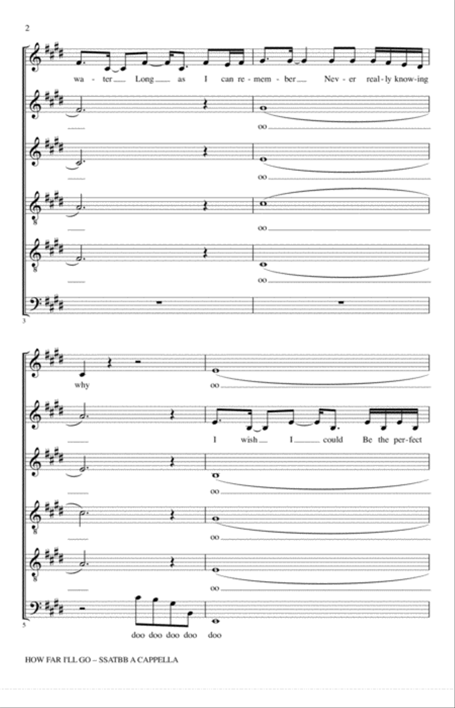 How Far I'll Go (from Moana) (arr. Deke Sharon) A Cappella scores gallery preview page 2