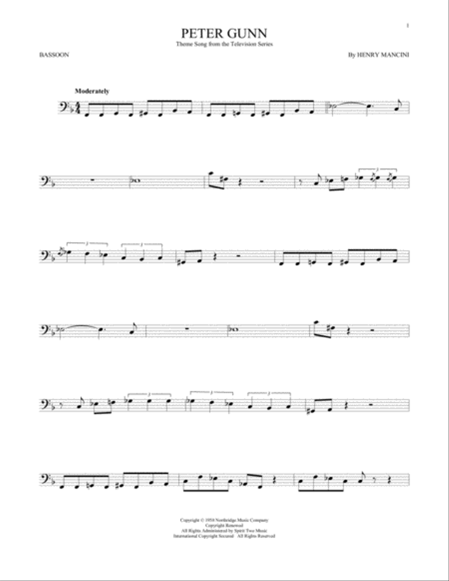 Peter Gunn Bassoon Solo scores gallery preview page 1