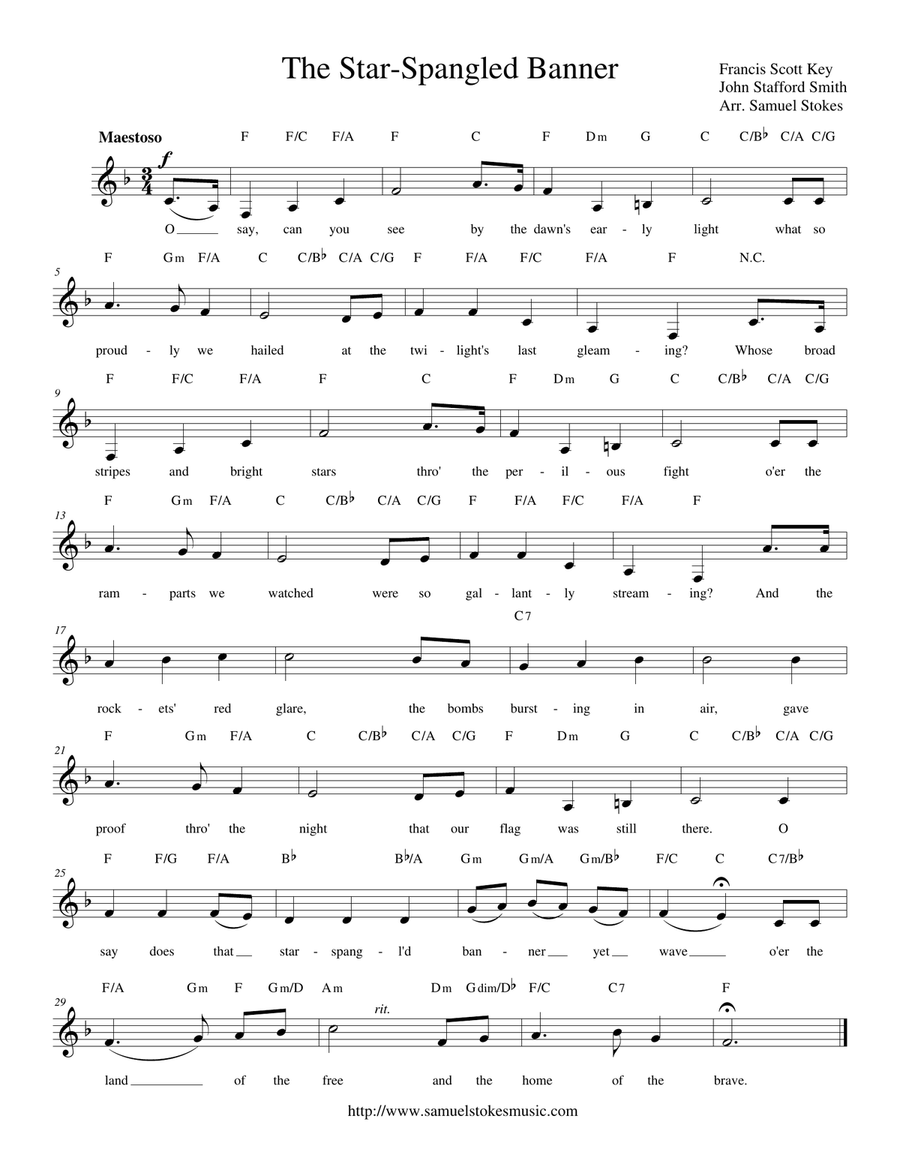 The Star-Spangled Banner - lead sheets in all keys Piano, Vocal scores gallery preview page 6