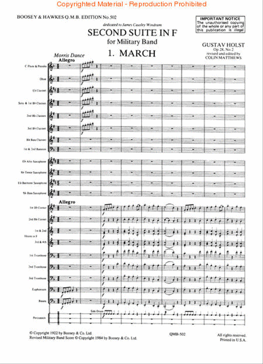 Second Suite in F (Revised) Concert Band scores gallery preview page 2