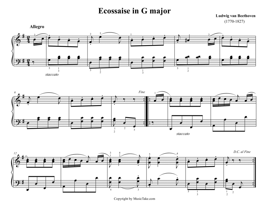Beethoven Ecossaise in G Major image number null