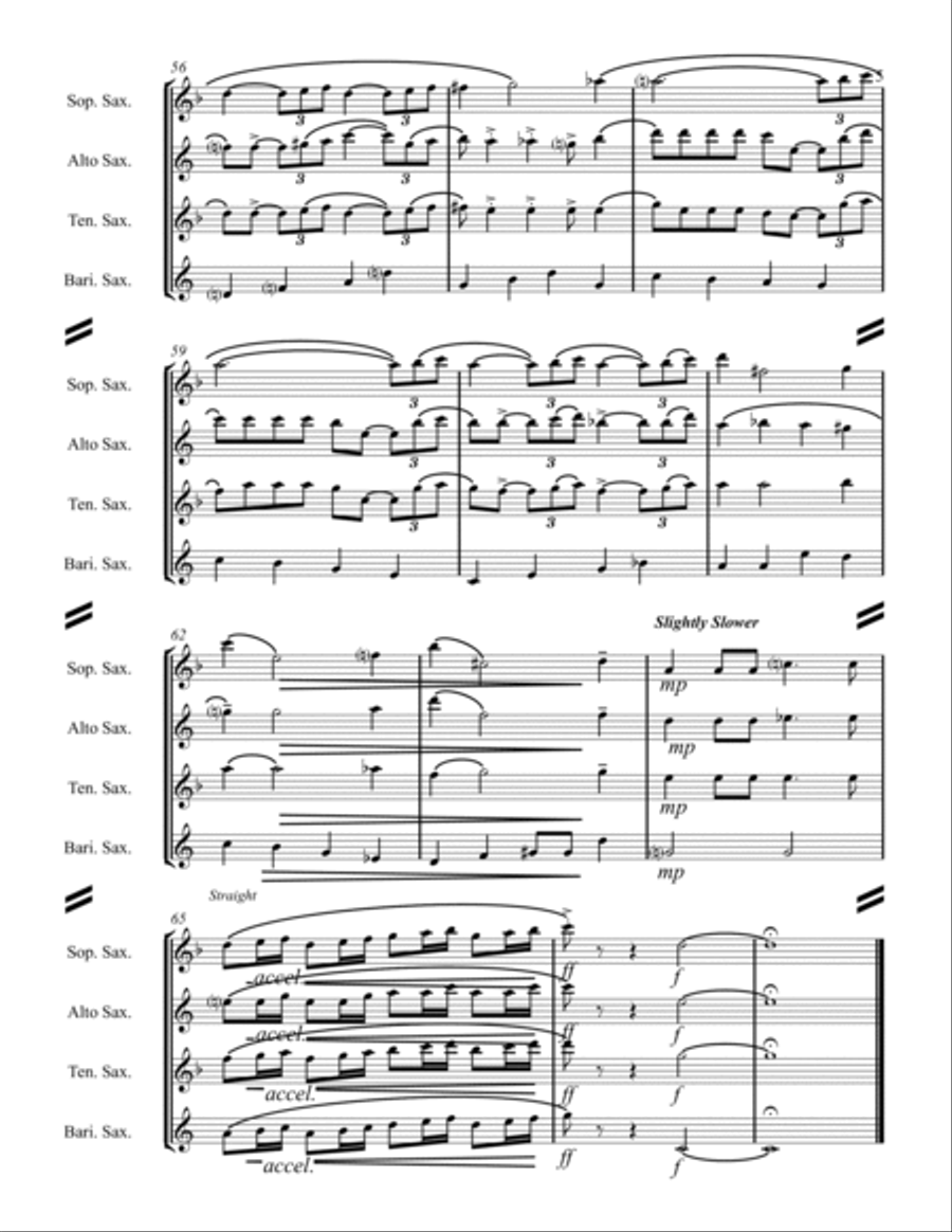 Moonlight Serenade Saxophone Quartet scores gallery preview page 6