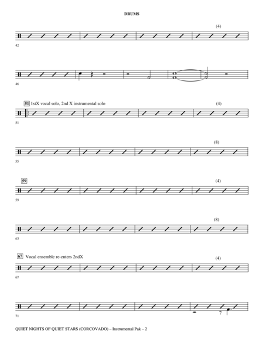 Quiet Nights of Quiet Stars (Corcovado) - Drums Choir scores gallery preview page 2