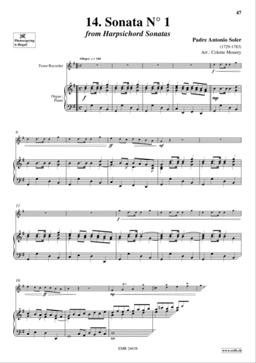 40 Greatest Baroque Hits Volume 2 Tenor Recorder scores gallery preview page 16