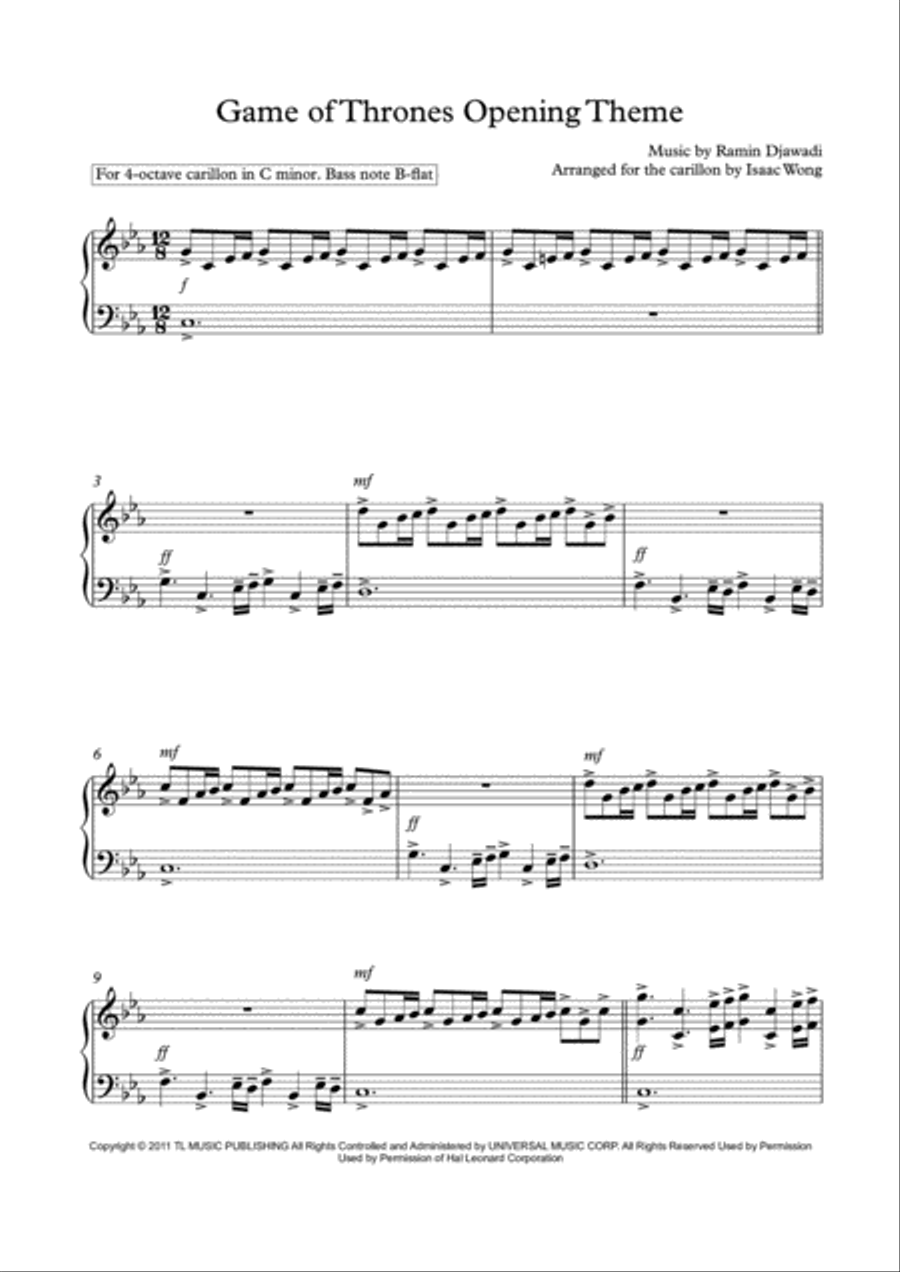 Game Of Thrones Game Of Thrones Glockenspiel scores gallery preview page 1