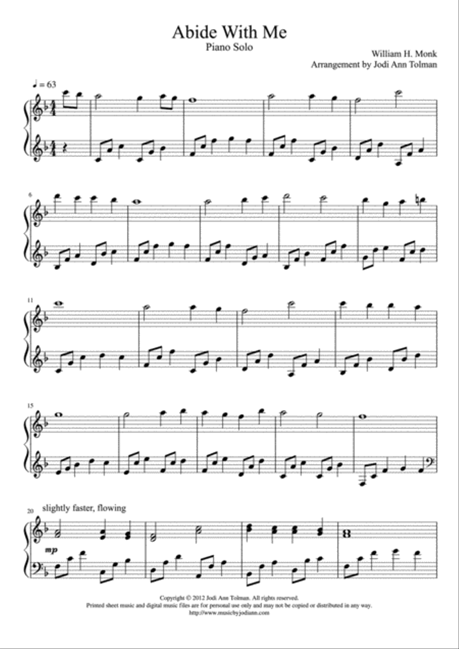 Abide With Me, Piano Solo Piano Solo scores gallery preview page 2