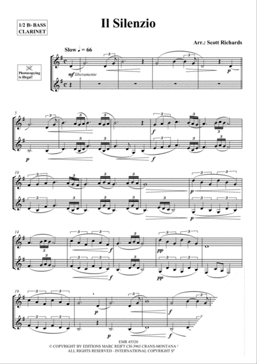 Il Silenzio Il Silenzio Bass Clarinet scores gallery preview page 3