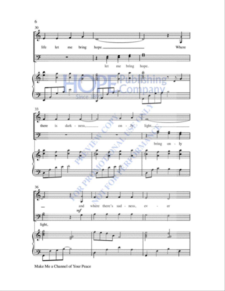 Make Me a Channel of Your Peace 4-Part scores gallery preview page 7