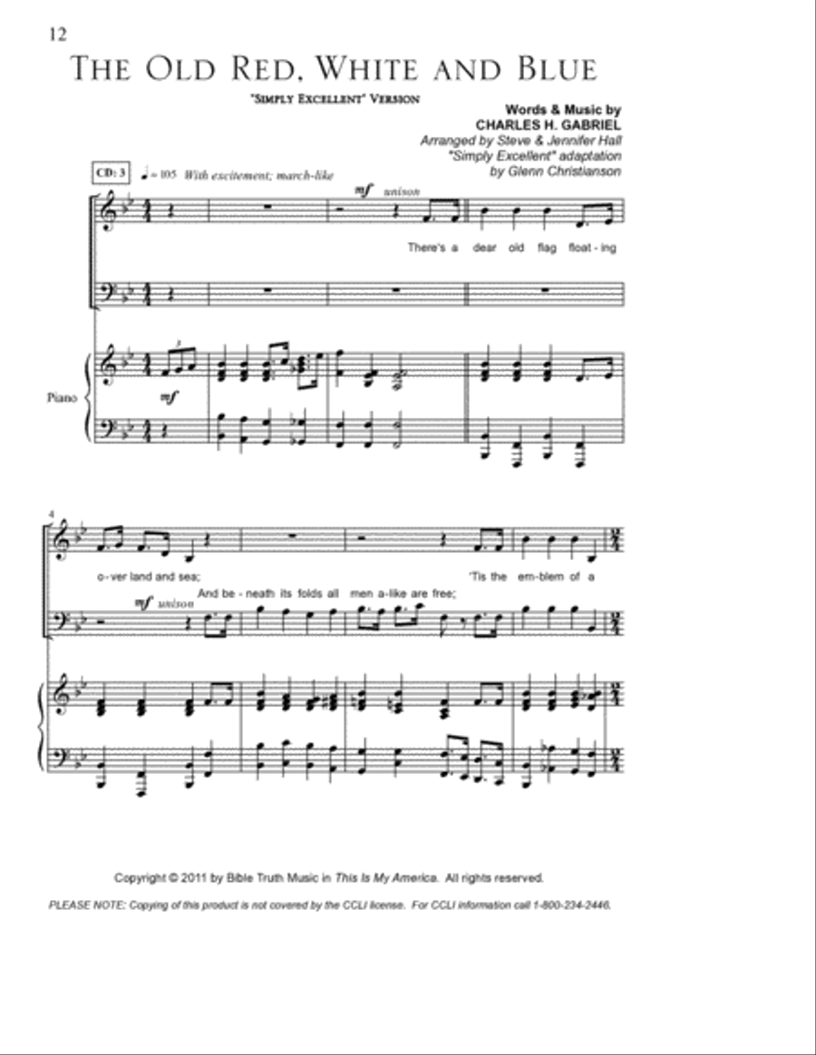 The Old Red White And Blue 4-Part scores gallery preview page 1