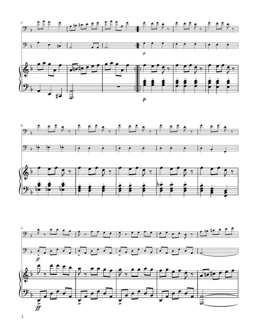 Carol of The Bells - Trombone and Euphonium Duet Brass Duet scores gallery preview page 2
