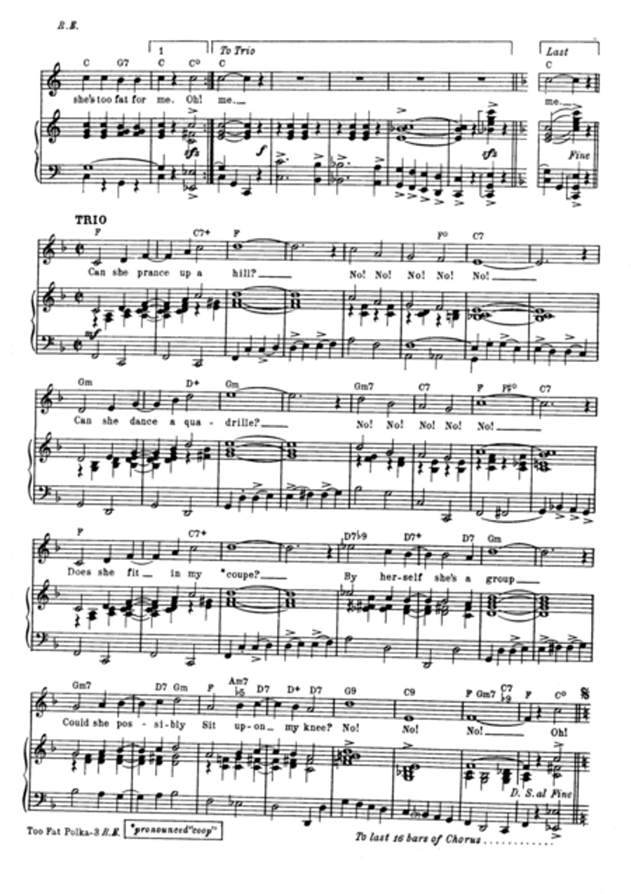 Too Fat Polka (She's Too Fat For Me) Voice scores gallery preview page 4